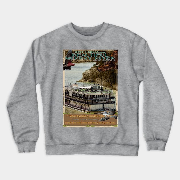 River Murray Retro Travel 02A Crewneck Sweatshirt by seadogprints